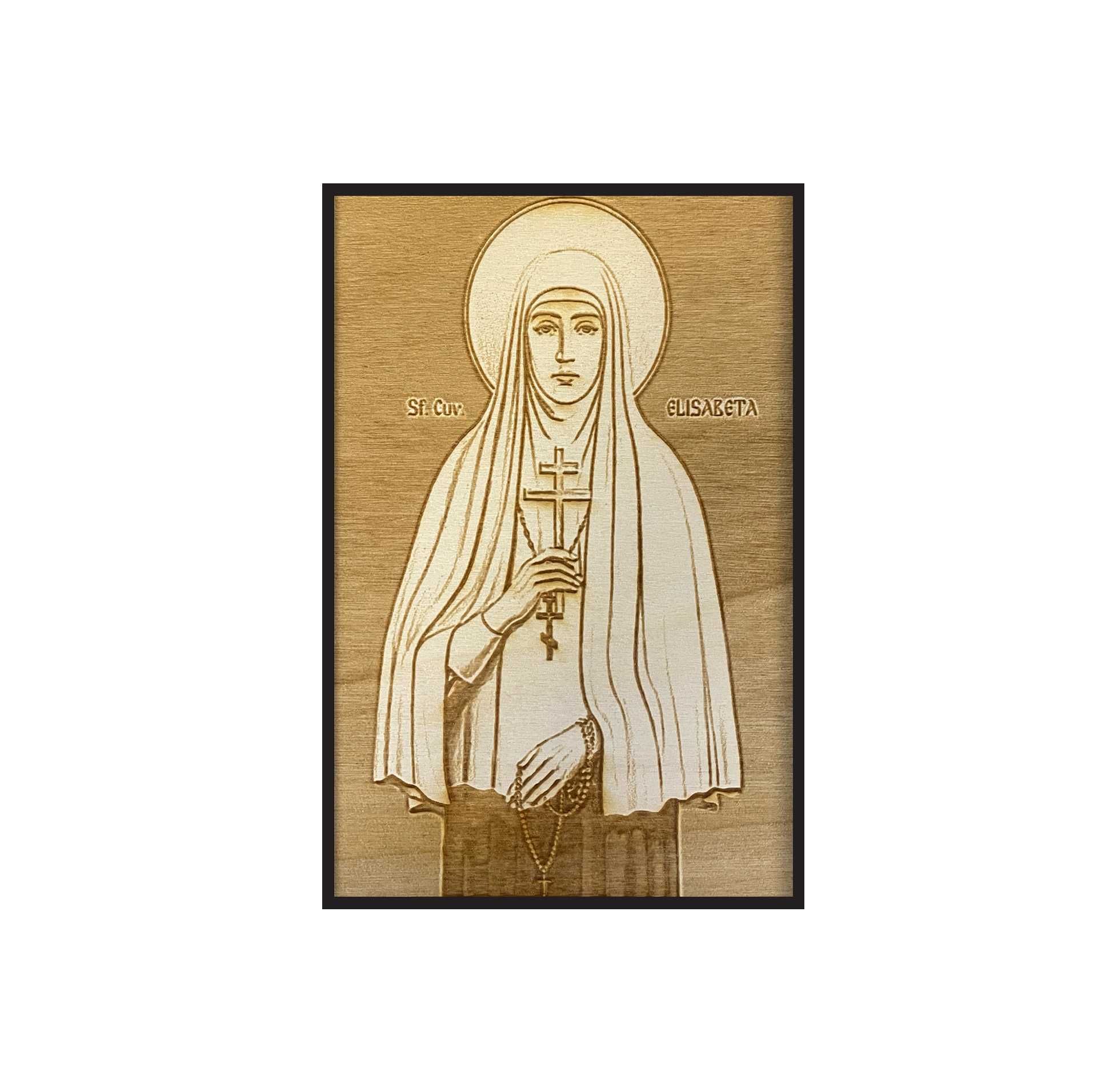 Icoana Pirogravata Sfanta Elisabeta - Icoane In Lemn