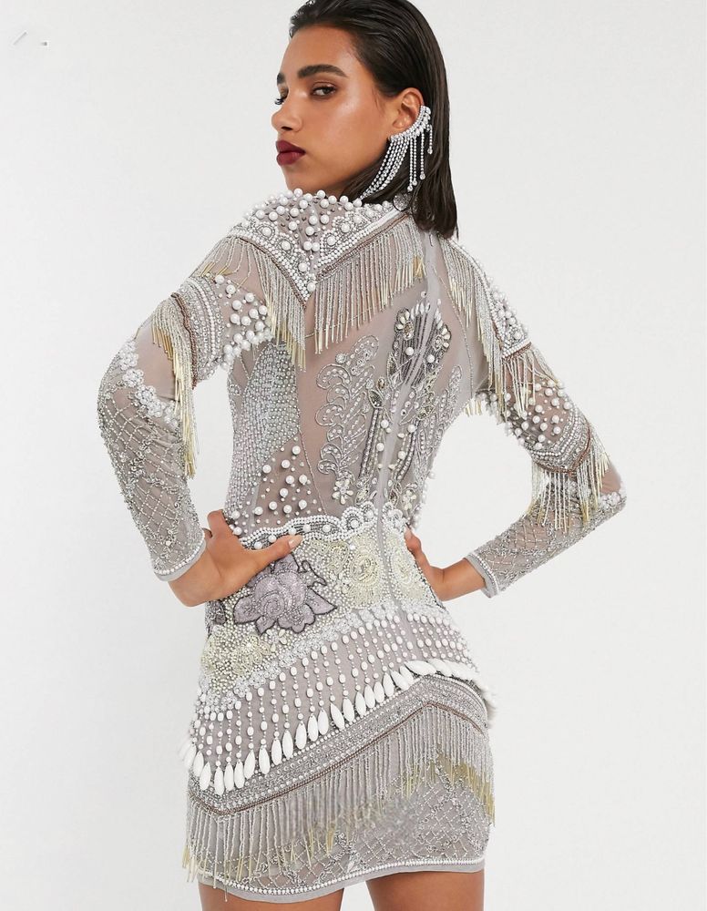 Rochie ASOS embellished sheer mesh