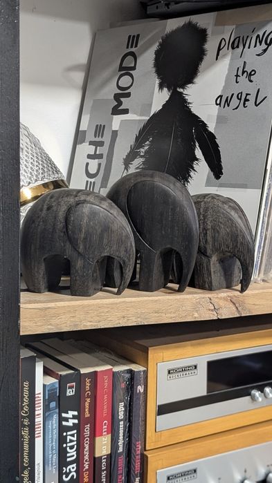 Set 3 elefanți din lemn de rosewood (Dalbergia)