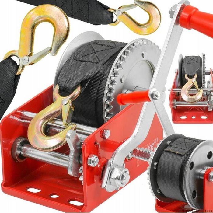 Troliu manual, vinci, 1200 Kg, lungime curea 10 m, grosime cablu 5 mm,