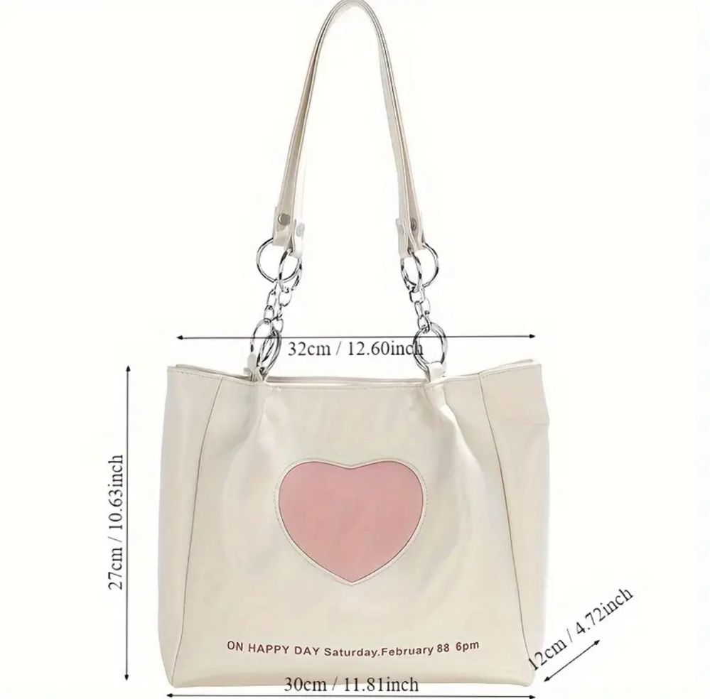 Модная бежевая сумка с узором сердца через плечо на каждый день