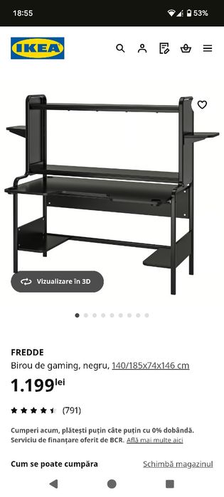 Birou Pc ikea Fredde, negru.