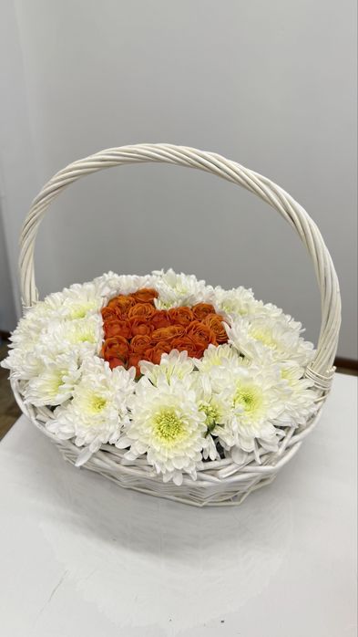 цветы корзина с сердцем