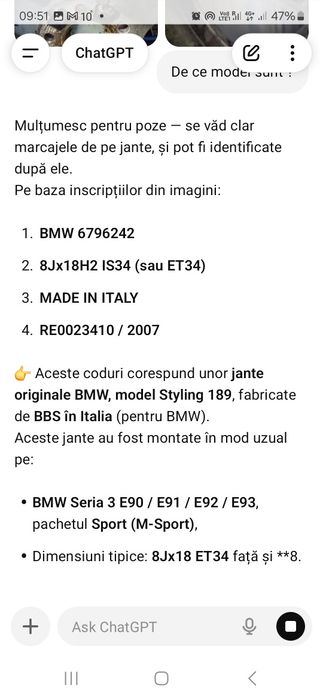 Set jante bmw 225/50r17 seria 3 styiling 189