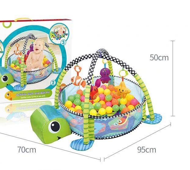 Tarc de joaca cu bile multicolore salteluta interactiva pentru bebelus