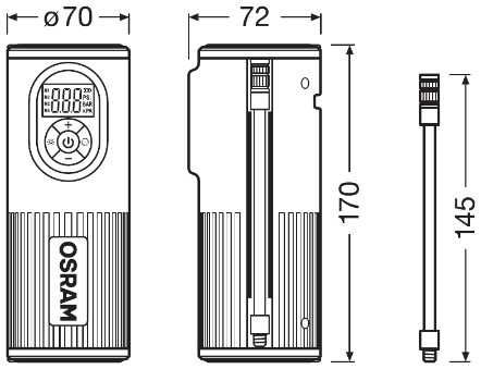 Компактен дигитален компресор за гуми Osram - OTIR2000, 67W