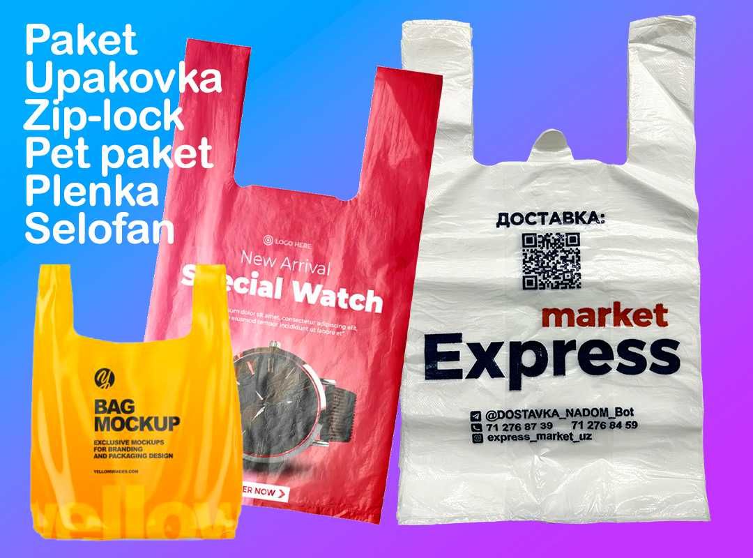 Paket qadoqlash upakovka plenka logo-paket zip-lock optom zavod