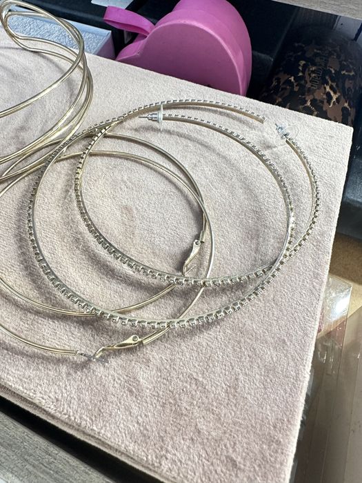 Сет големи халки и чокър по врата цвят Gold