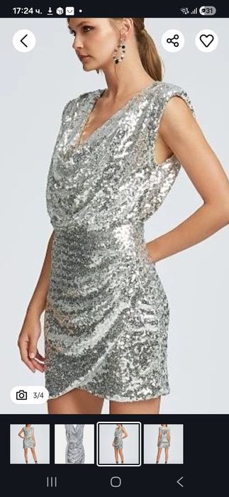 Рокля Бордо паети Lynne 42 размер