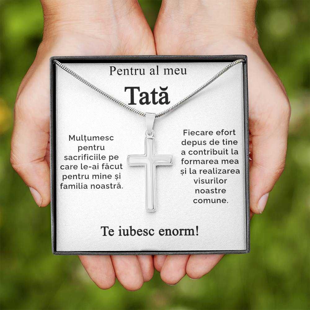 Cadou pentru tata, Colier Cruce + card cu mesaj + cutie