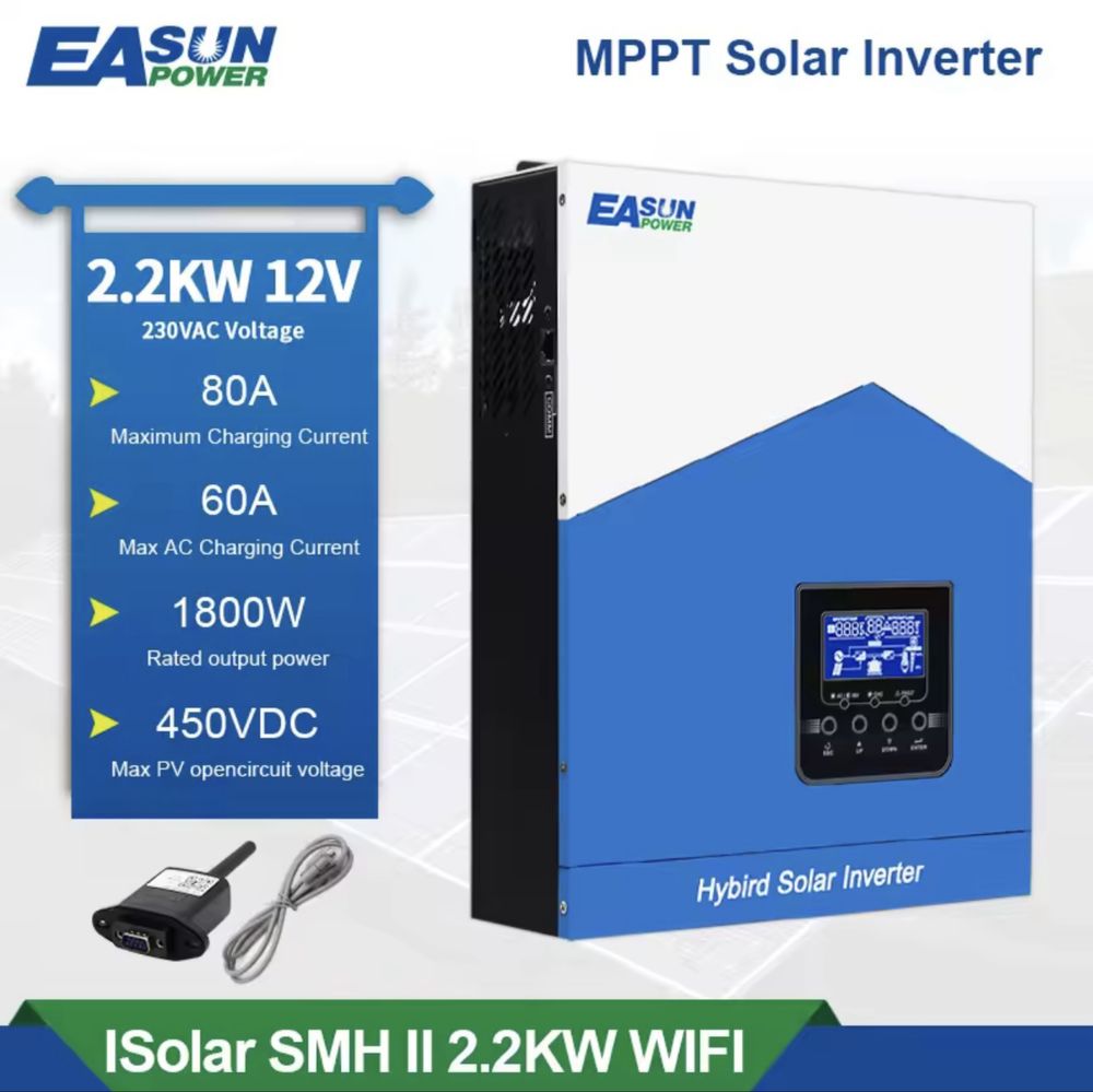 Invertor fotovoltaic EASUN 12V- 2,2 KW  NOU + MPPT+ WI-FI