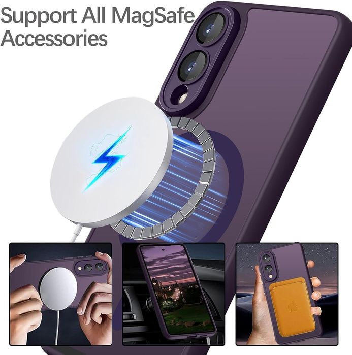 Матов magsafe кейс за samsung galaxy s25 edge - лилав