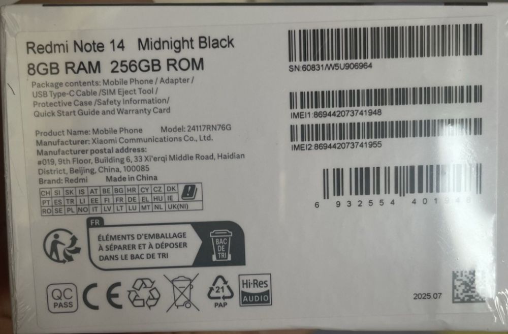 Продается Redmi note 14