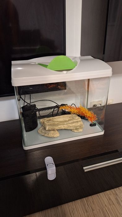 Acvariu 50L cu lampa filtru incalzitor termometru nisip  decoratiuni