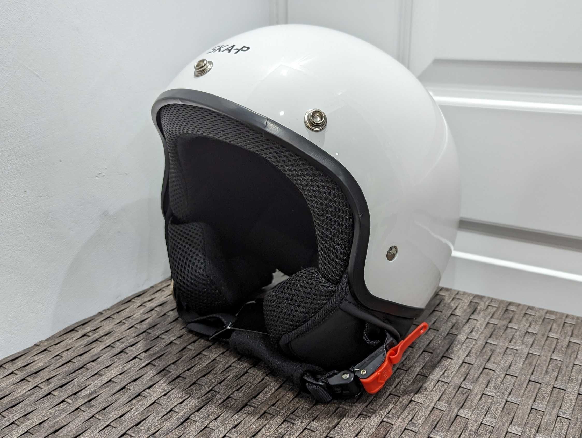 Casca moto chopper / scooter-negru /alb , marime L - open face - Nou