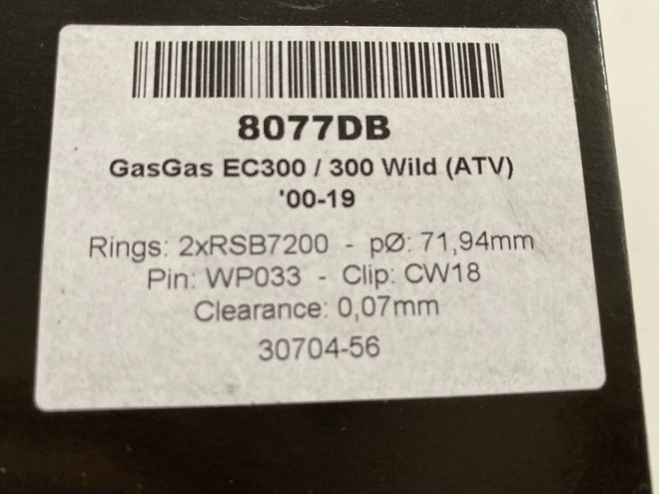 Ново бутало Wossner за Gas Gas EC300 размер 71,94мм 2000-2019