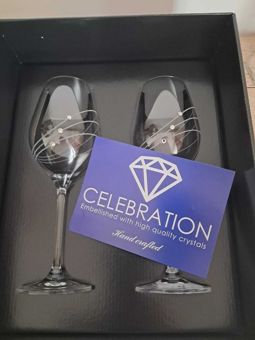 Set 2 pahare cristal-decorate cu Swarovski