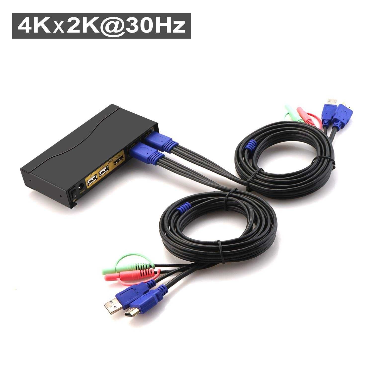 Switch KVM HDMI 4K 60Hz,USB 2 porturi,Hub USB 2.0,Suport audio