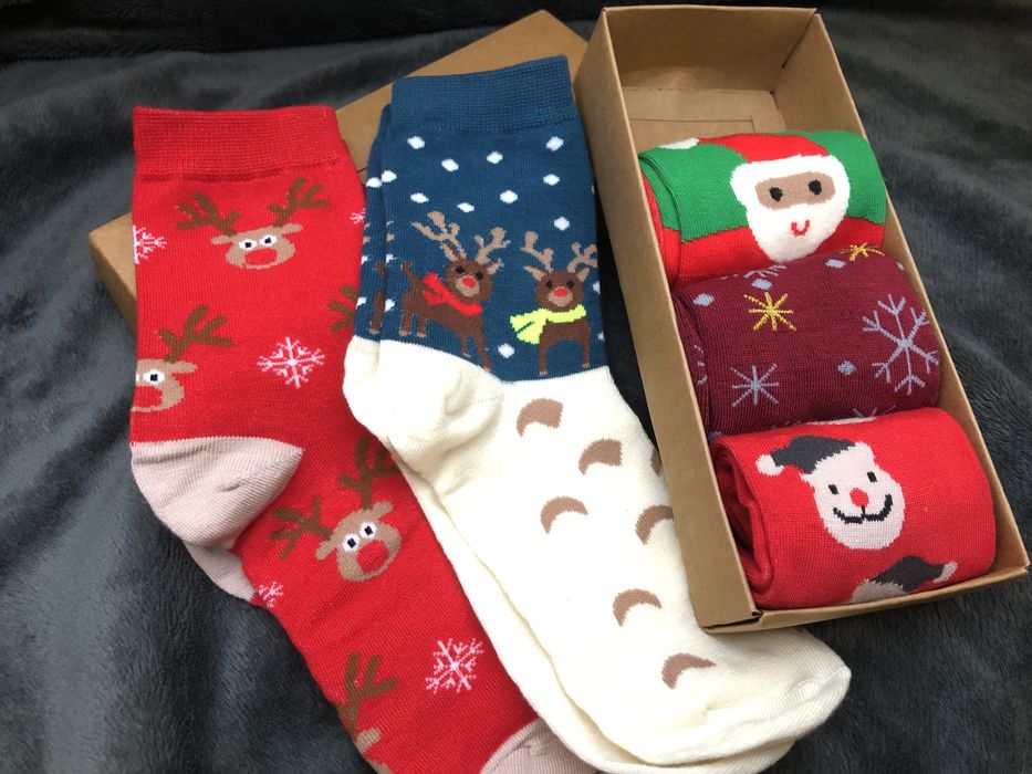 Новогодние — набор 5 пар. Мягкие, тёплые, яркие принты