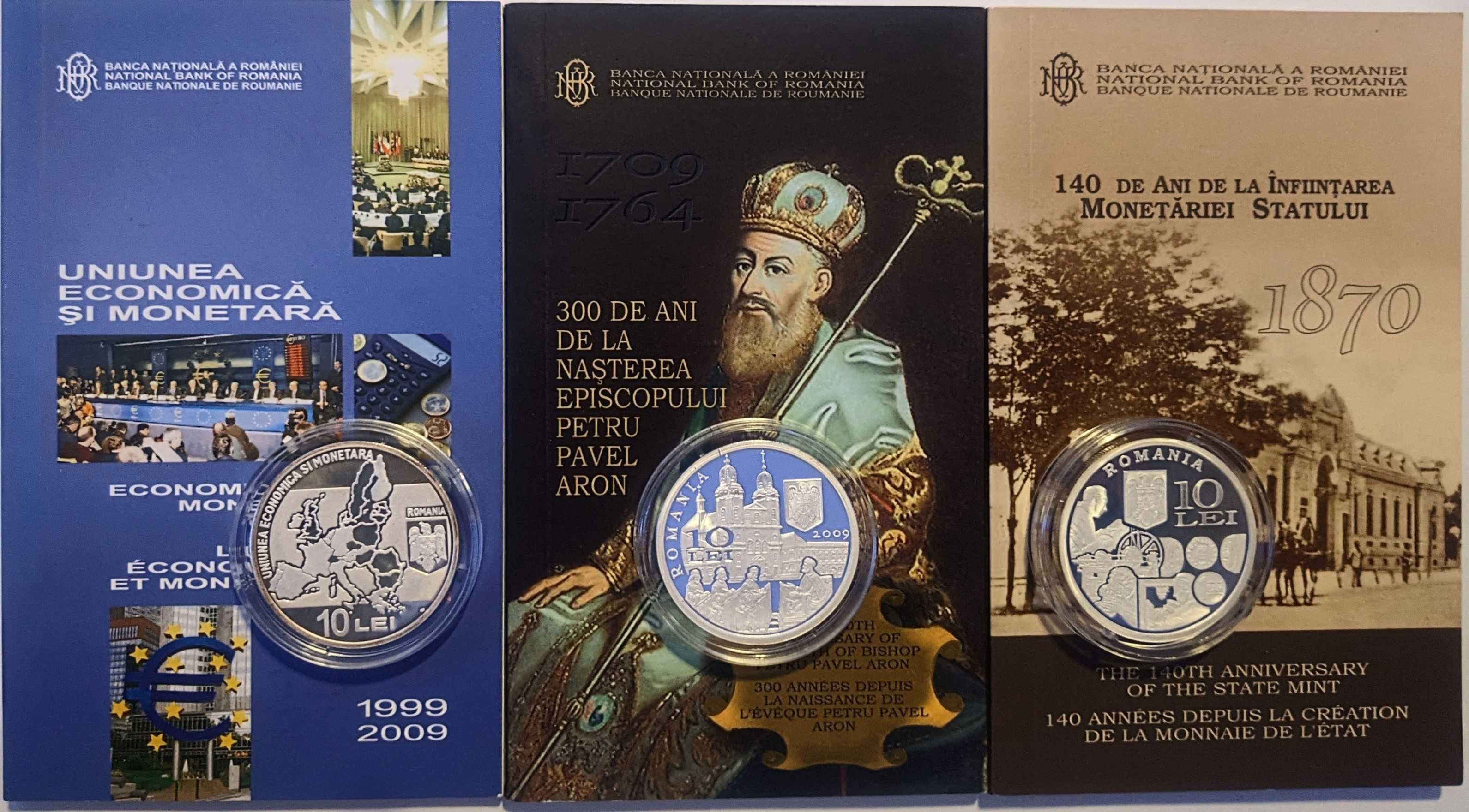 Monede BNR argint 10 lei 2009 Episcop Aron, UE 2011 Monetăria Statului