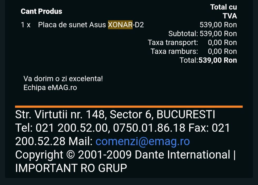 Placa de Sunet Hi-Fi Asus Xonar D2X Calitate Studio 192KHz 24 bit