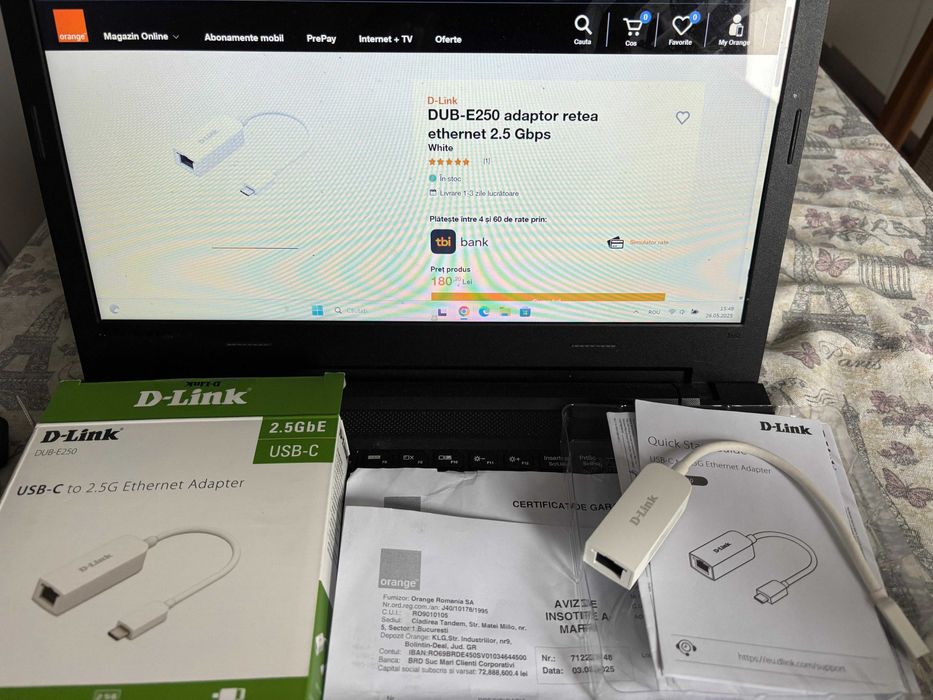 Placă rețea D-link DUB-E250/2.5 Gb nefolosită