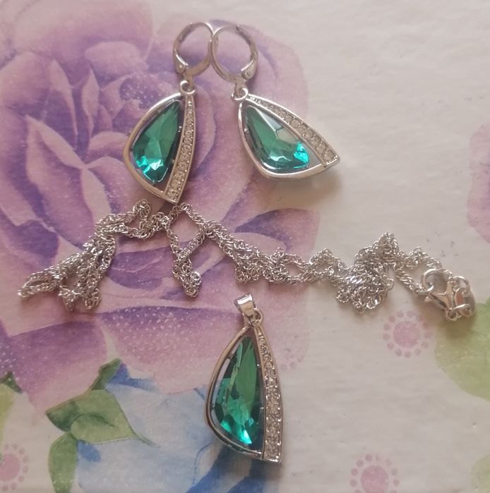 Австрийски Кристал Сребърен Дамски Сет