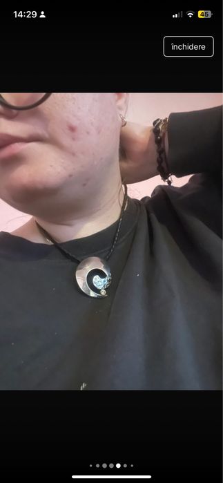 Lantisor din piela natutala si otel inoxidabil