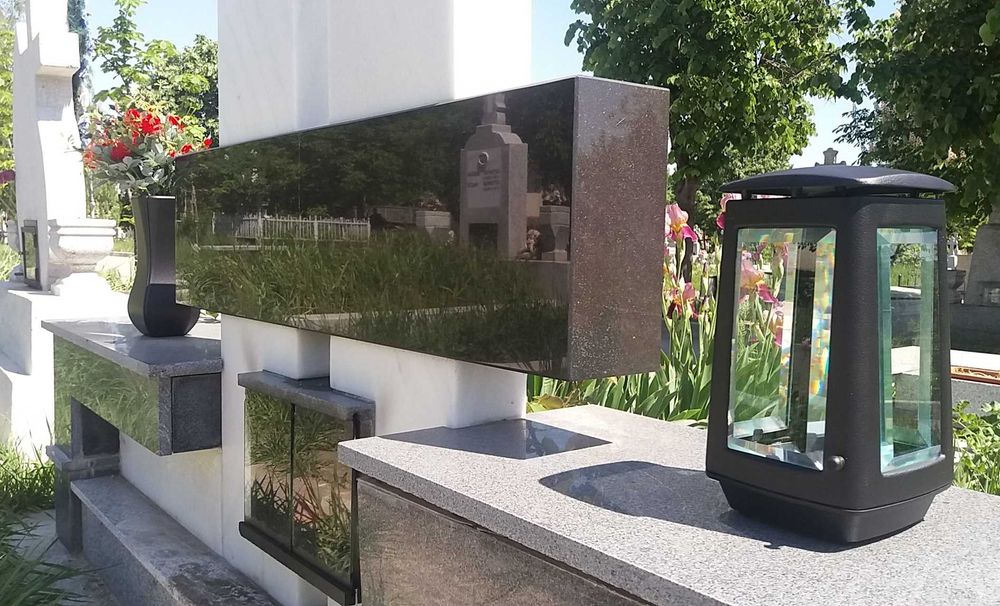 Felinar candela lumanare cimitir aluminiu negru mat