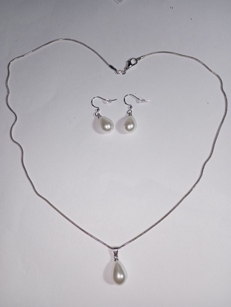 Set cercei și colier argint 925 cu perle
