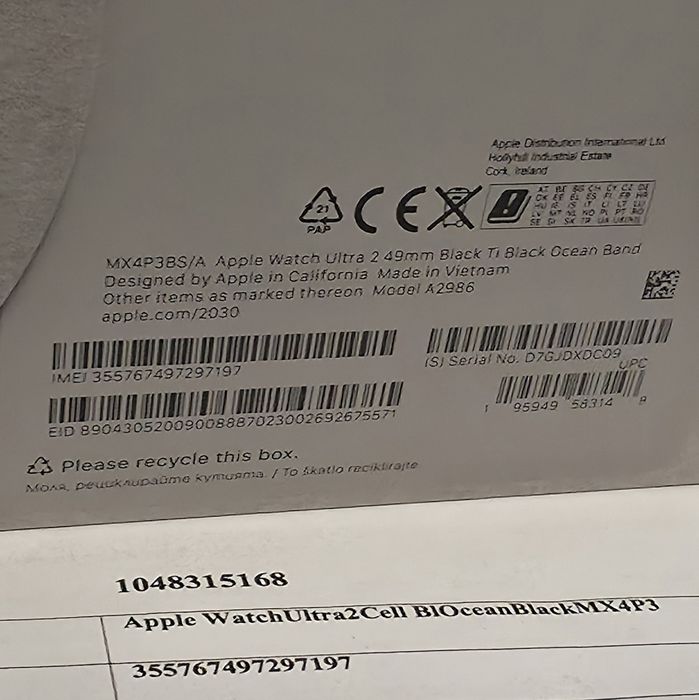 КАТО НОВ 49mm Apple watch Ultra 2 A1 Гаранция 2027г. Black / Черен