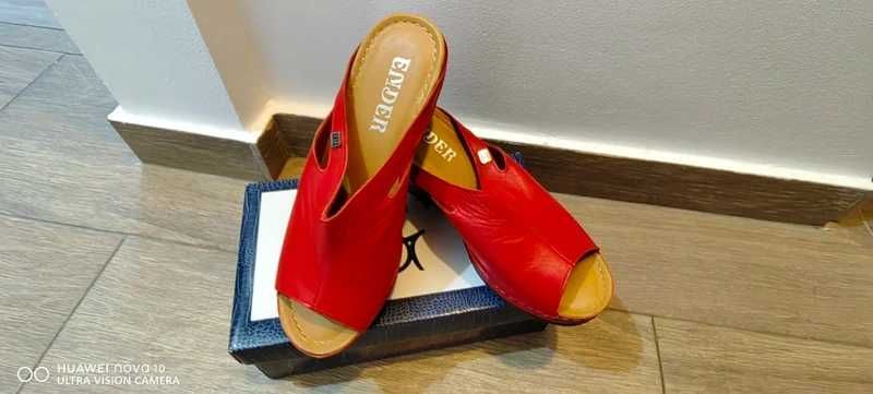 Papuci din piele cu talpa ortopedica noi