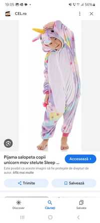 Pijama unicorn cu stelute