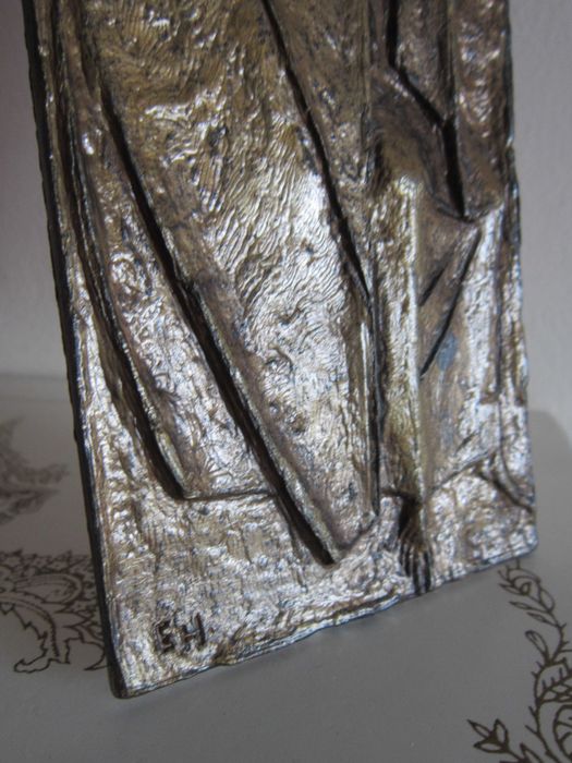 Craciun cadou rar Fecioara Maria cu pruncul, bronz E.Huber Austria1988