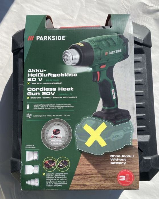 Suflanta aer cald pe acumulator 20v Parkside