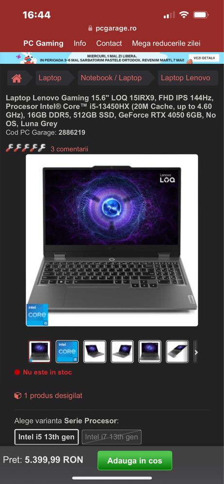 Laptop Lenovo Gaming 15.6'' LOQ 15IRX9