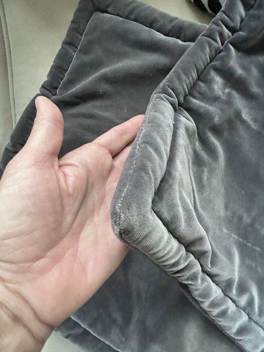 Set 12 Fețe perna catifea gri borduri groase 2 marimi 40x64cm 60x64cm