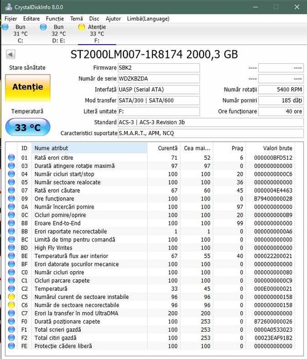 Vând hard disk extern LaCie de 2 TB