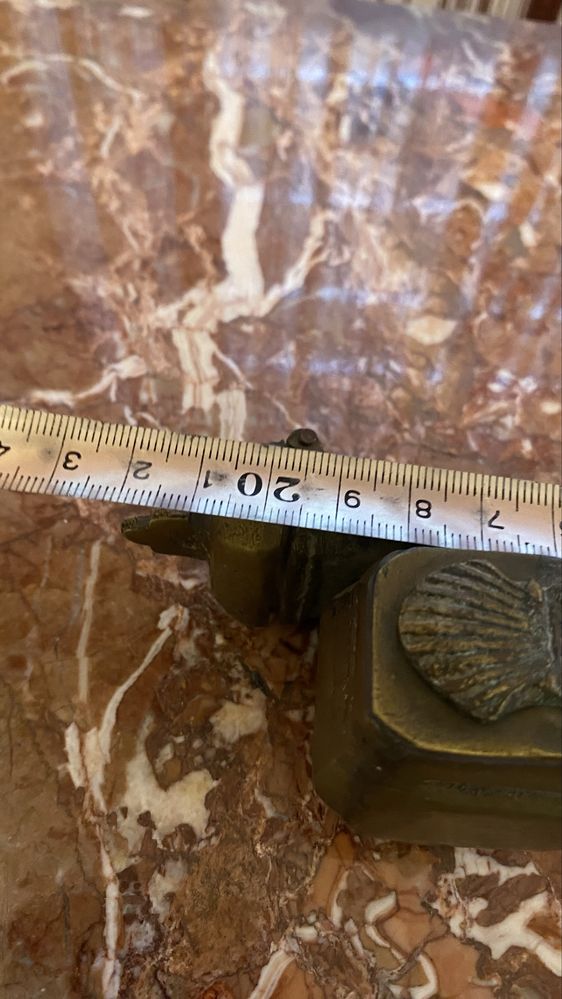 Calimara caligrafie cu suport pt pene bronz antica vintage
