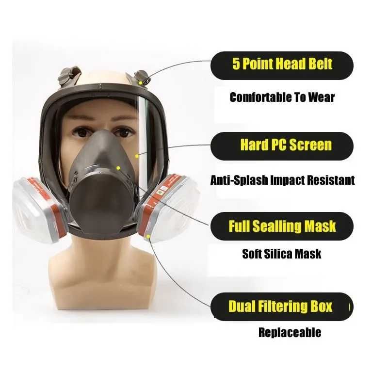 Респираторна предпазна маска за цяло лице Anti-Fog 6800