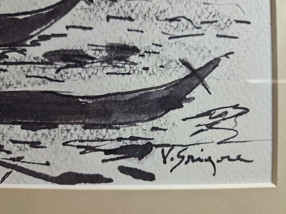 Tablou "Bărci", Vasile Grigore(n.1935- d.2012),