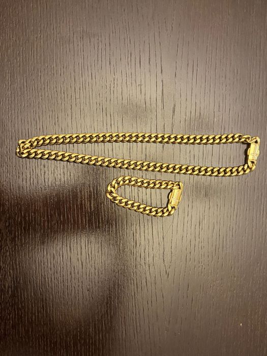 Set lanț și brățară unisex cuban gold 10MM