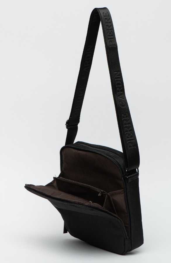 Geanta crossbody Pierre Cardin cu compartiment dublu, negru