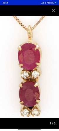 Pandantiv aur roz 18ct cu rubin și diamante