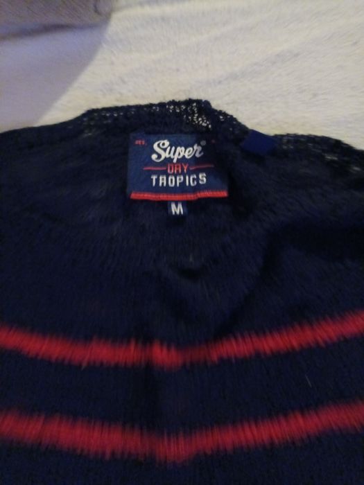 Pulover Superdray de femei marimea M negru cu dungi Roz ticlam