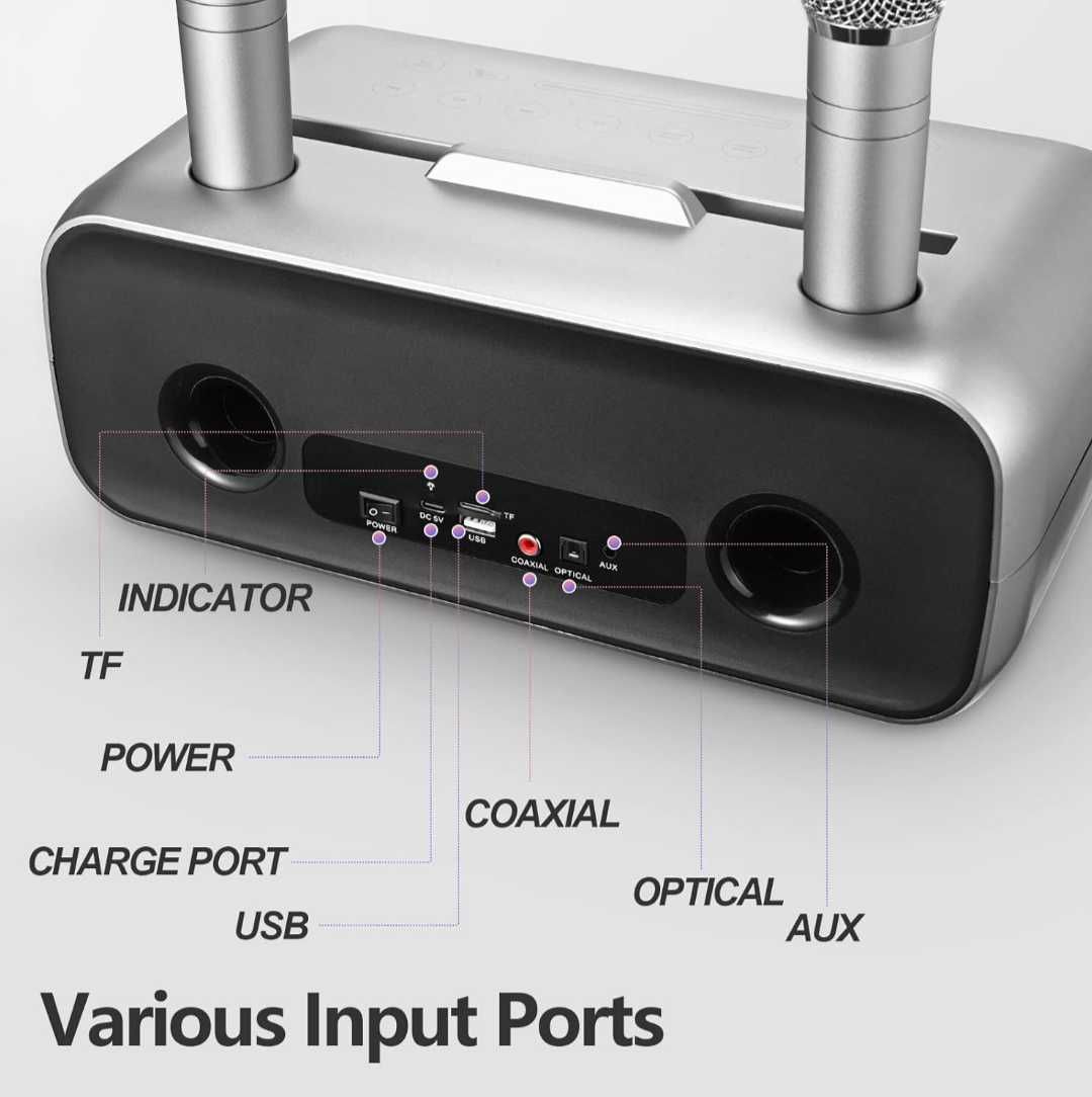 Bluetooth система караоке тонколона с 2 микрофона акумулаторни