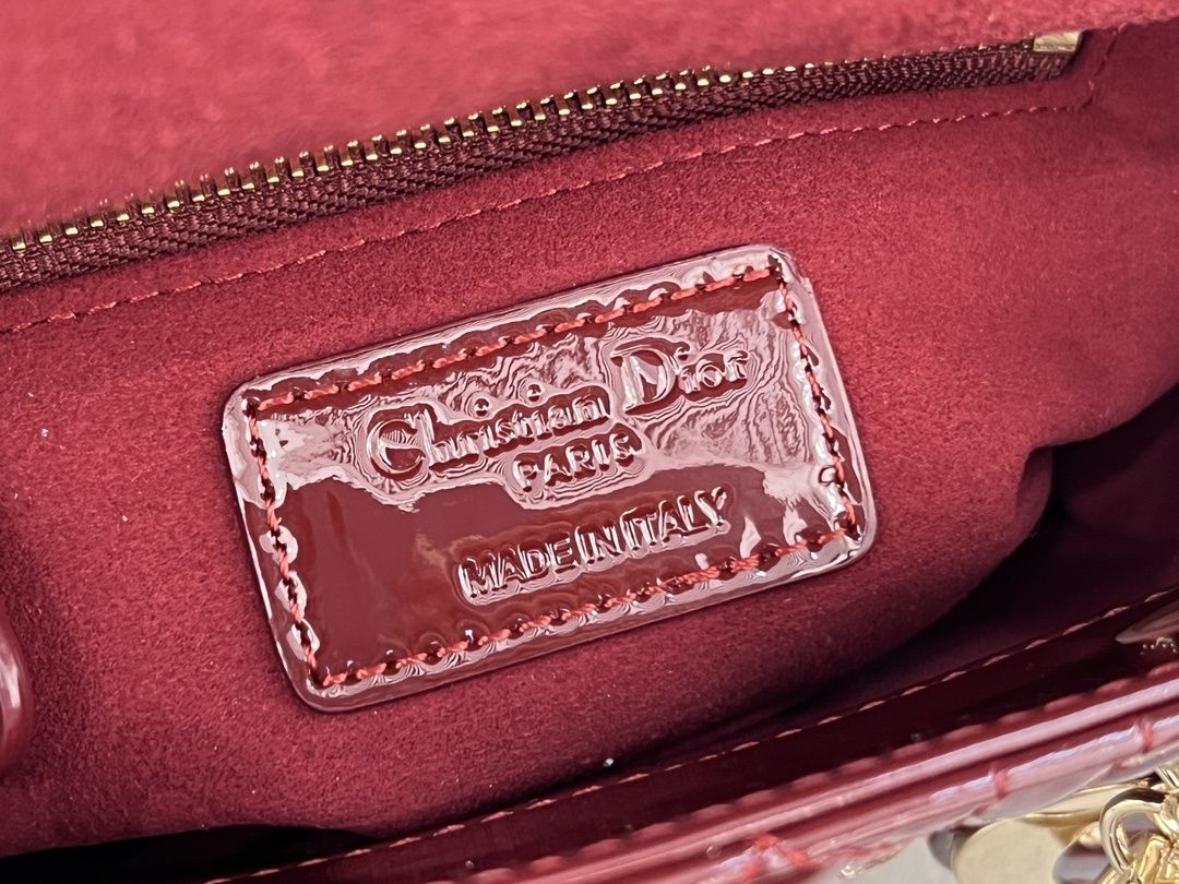 Geanta Christian Dior Lady, 17cm burgundy, tip Premium