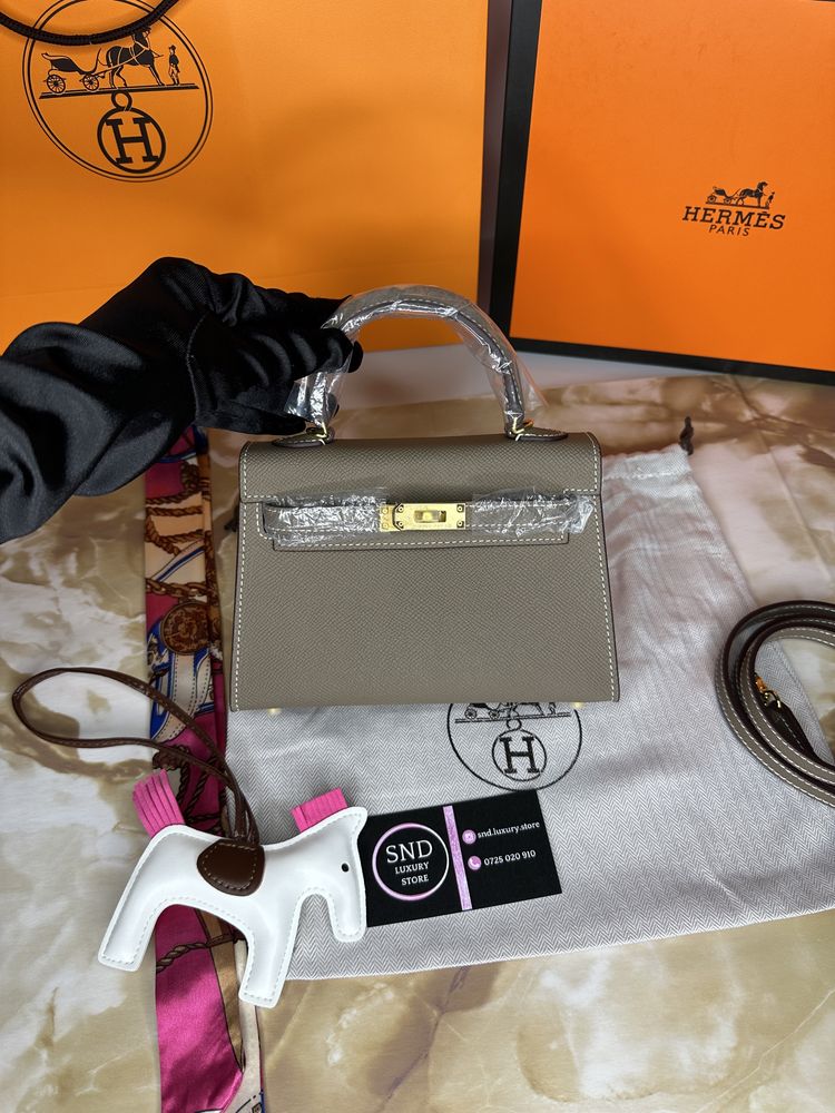 Geanta de lux HERMES Kelly mini 19 20 cm piele naturala 100% cadou (25