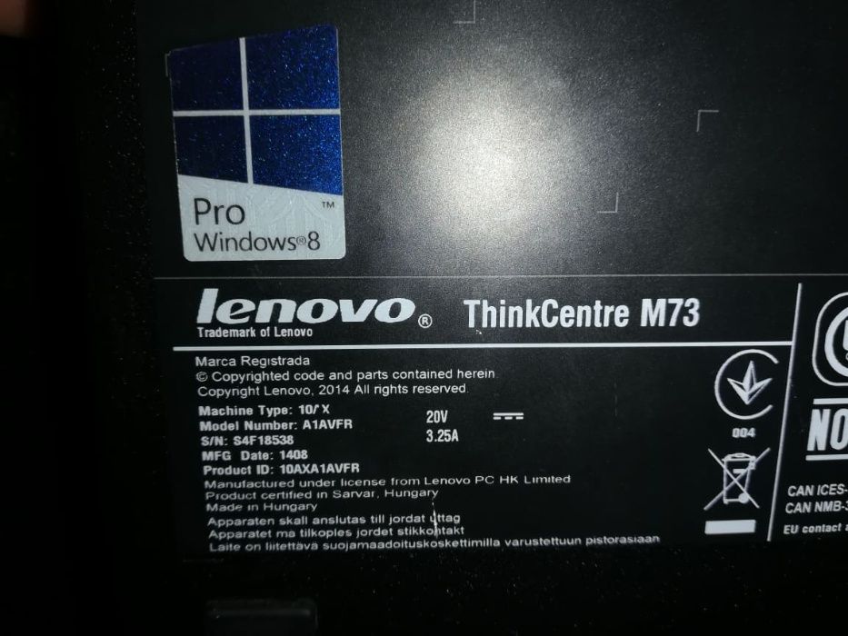 Lenovo Tiny M73 USFF ( G3220T/ SSD 240 GB Nou / 4,8 gb) - Cel mai mic