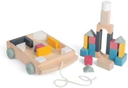 Нова Детска играчка дървена количка образователна игра с форми цвят